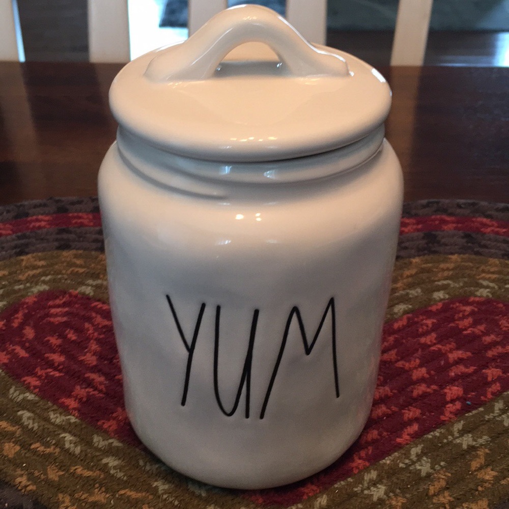 YUM White Ceramic Kitchen Canister with Lid